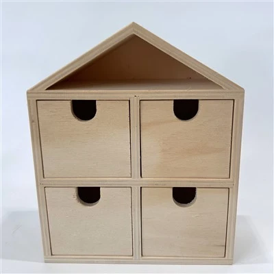 houten huis - gevormde vier - ladekast