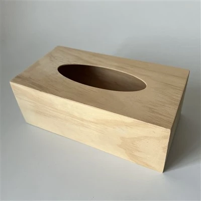 Houten vierkante weefselbox