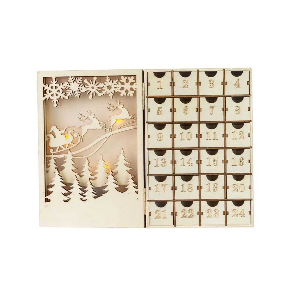 Houten onvoltooide kerstadventskalender