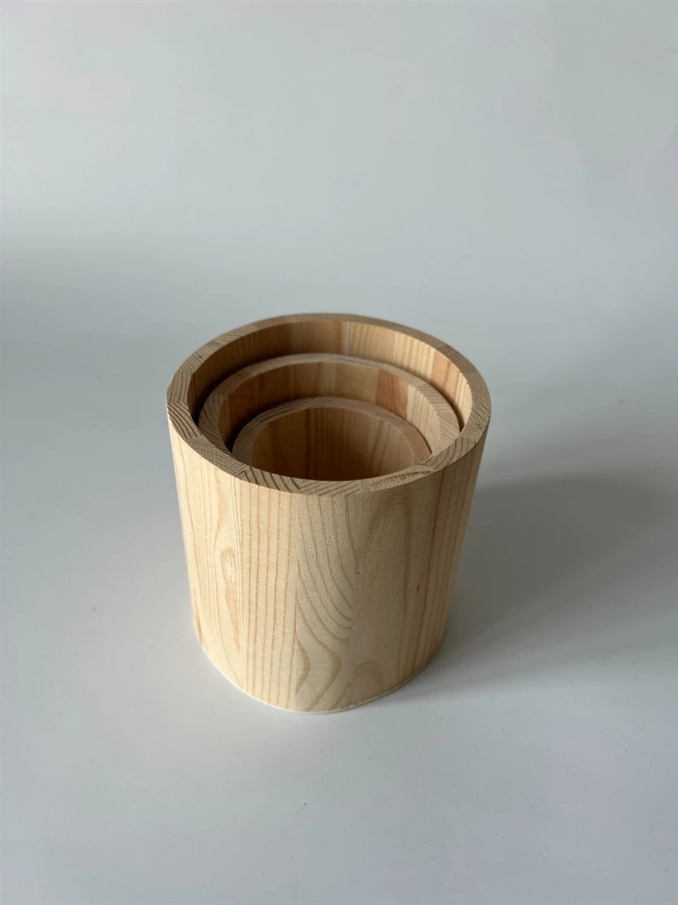 Houten bloempot drie set