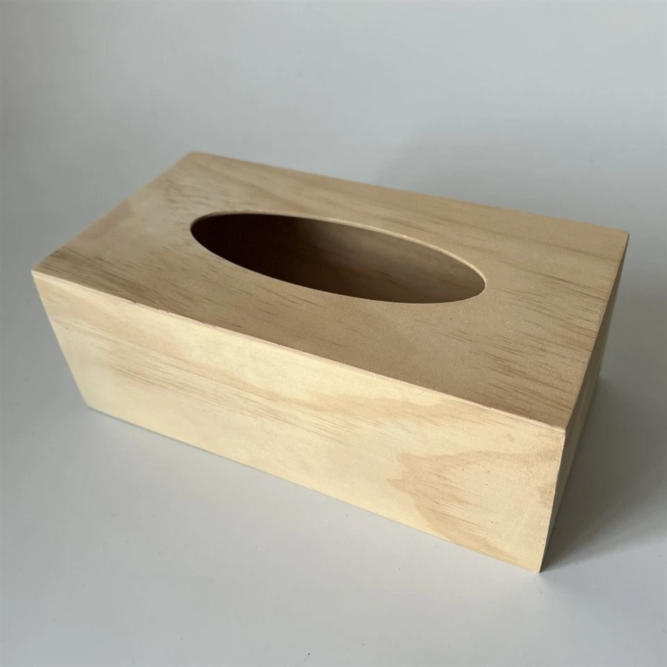 Houten vierkante weefselbox
